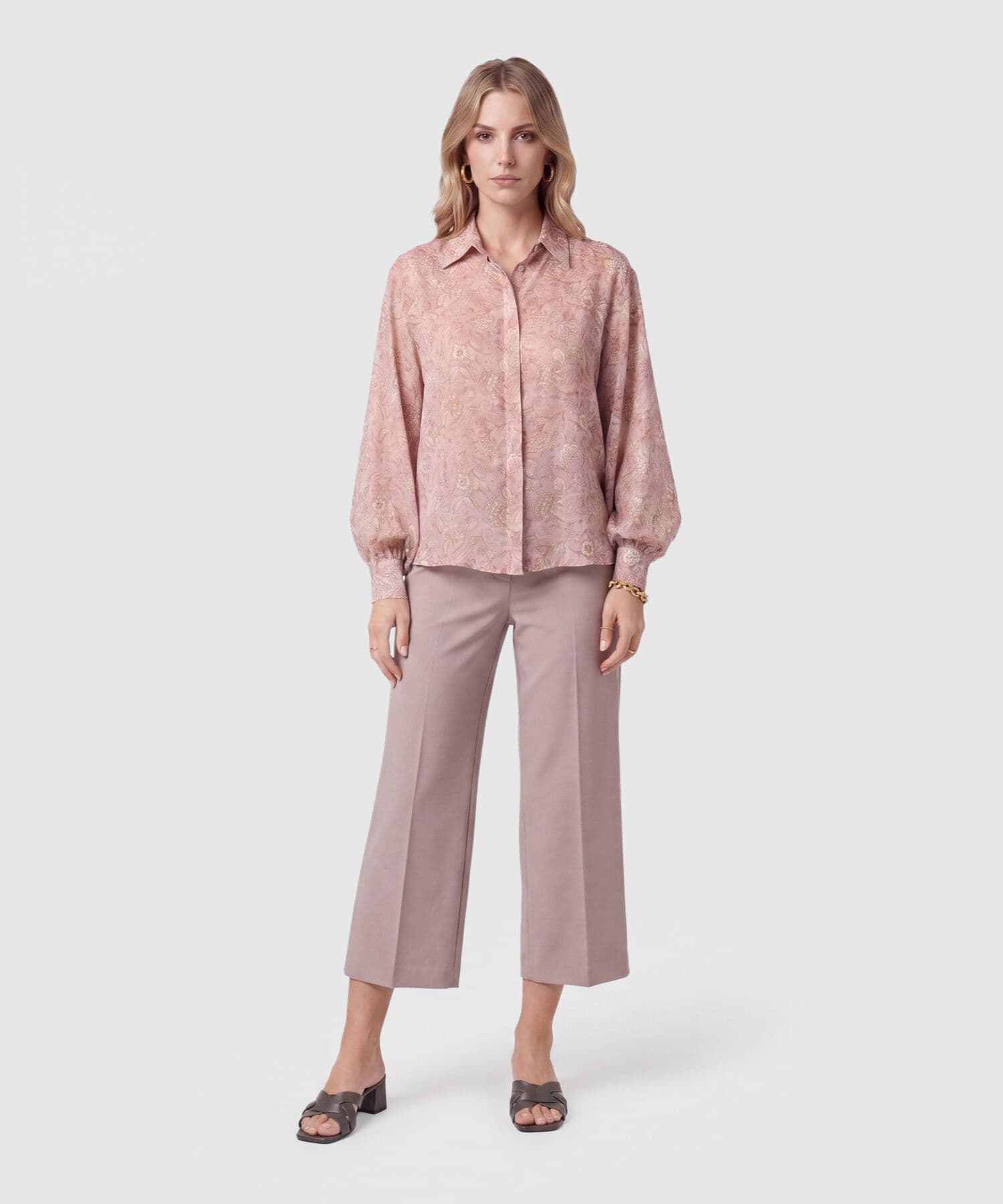Camisa Flora Minimalista rosa empolvado para mujer, vista 2