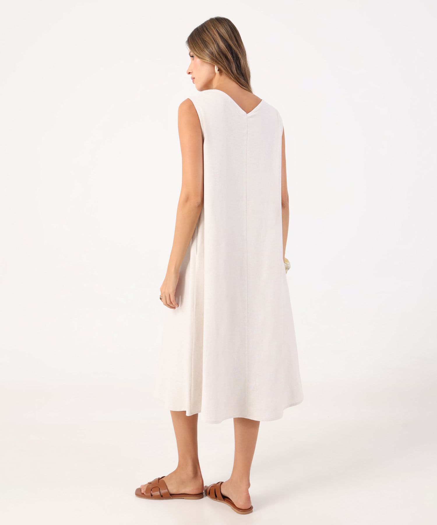 Vestido Río Fluido arena para mujer, vista 4