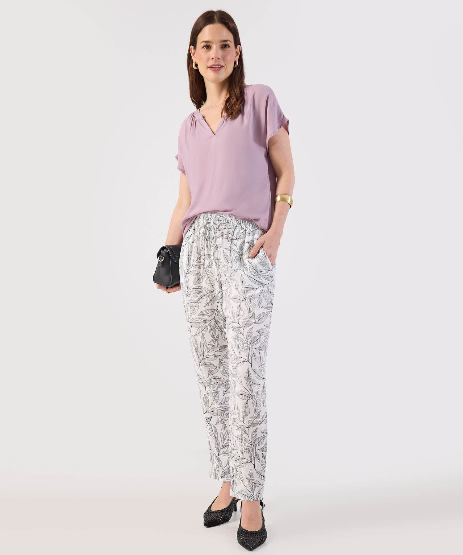 Blusa Violeta Edición Lino dorado para mujer, vista 2