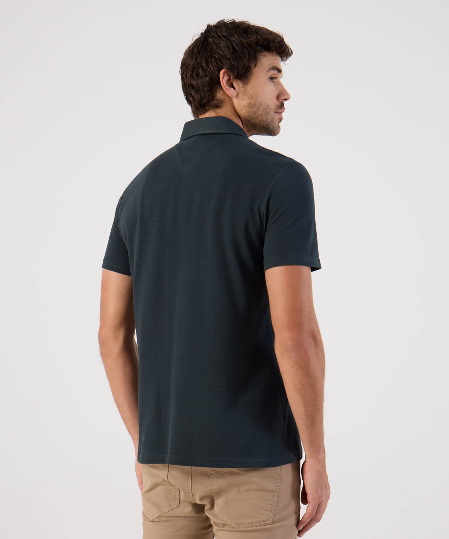 Polo Violeta Clásico verde oliva para hombre, vista 4