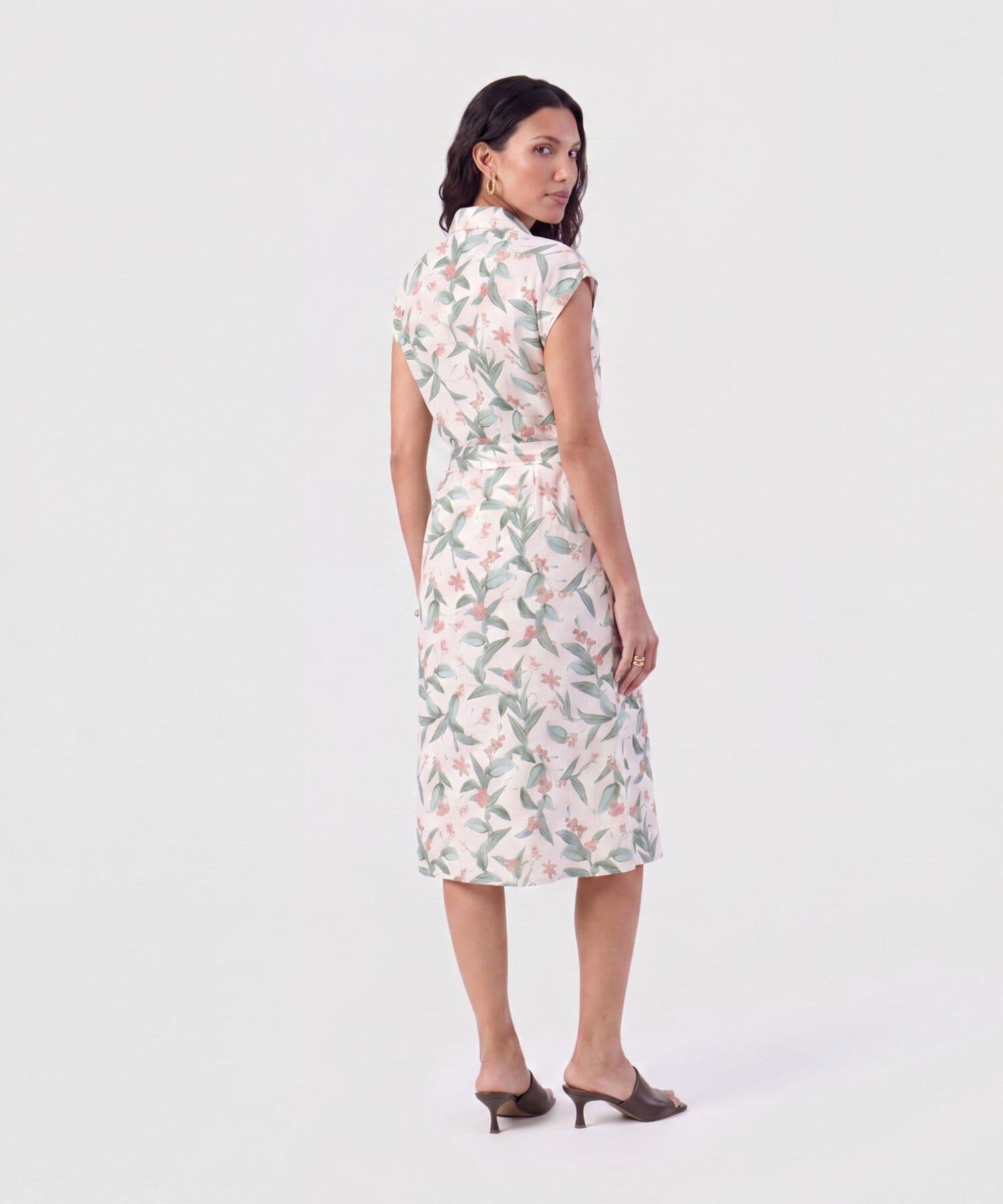 Vestido Candelaria Minimalista verde oliva para mujer, vista 3