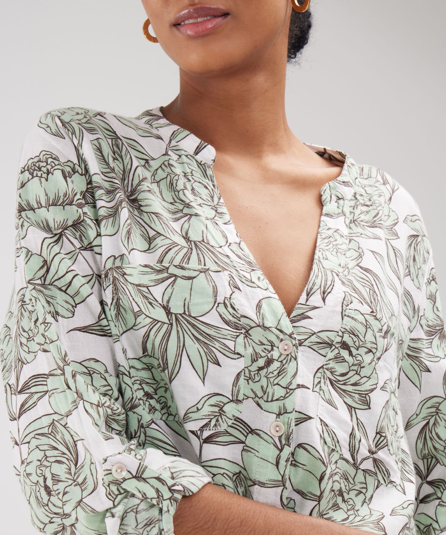 Blusa Valentina Edición Índigo verde oliva para mujer, vista 3