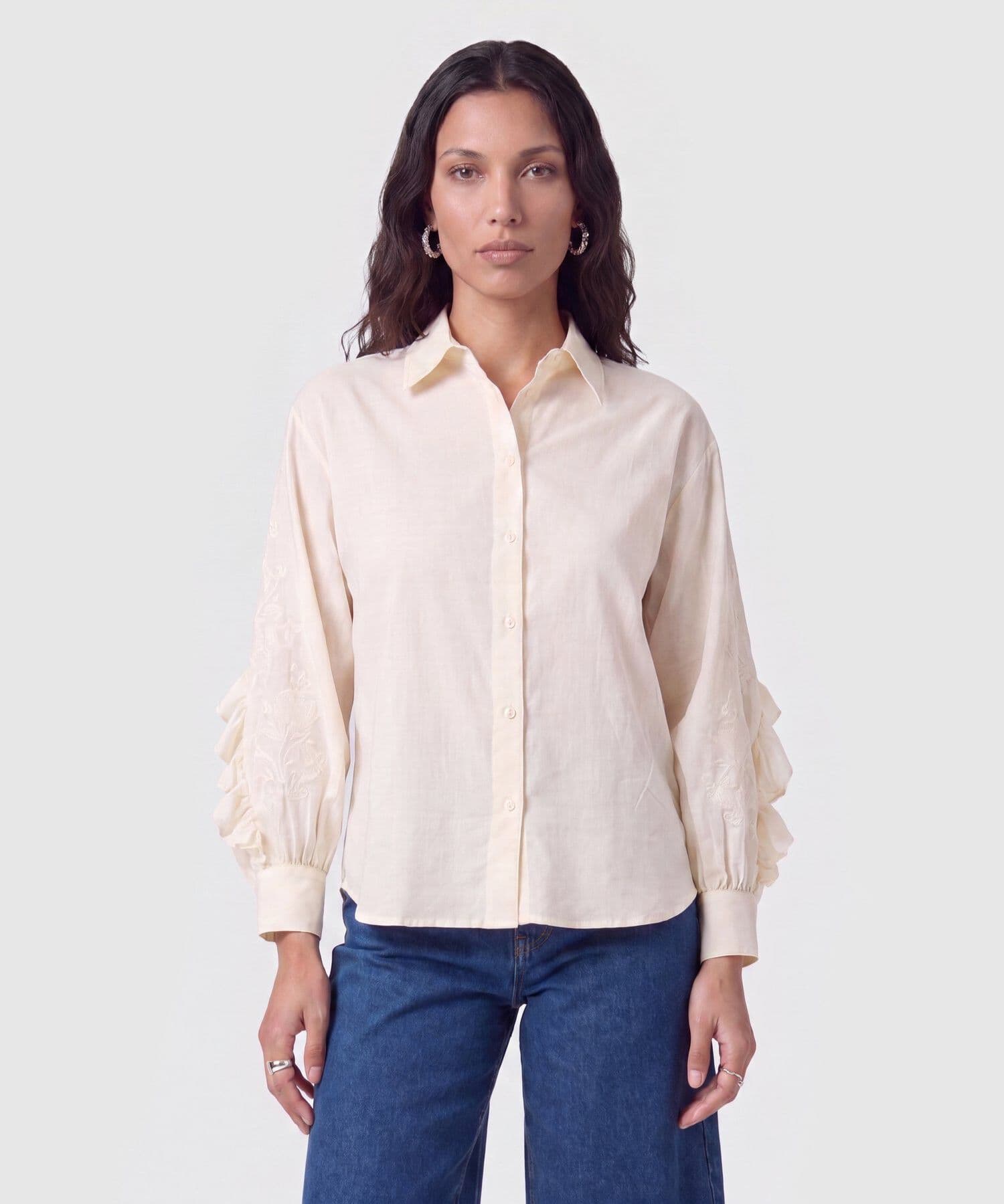 Camisa Orquídea Suave café para mujer, vista principal