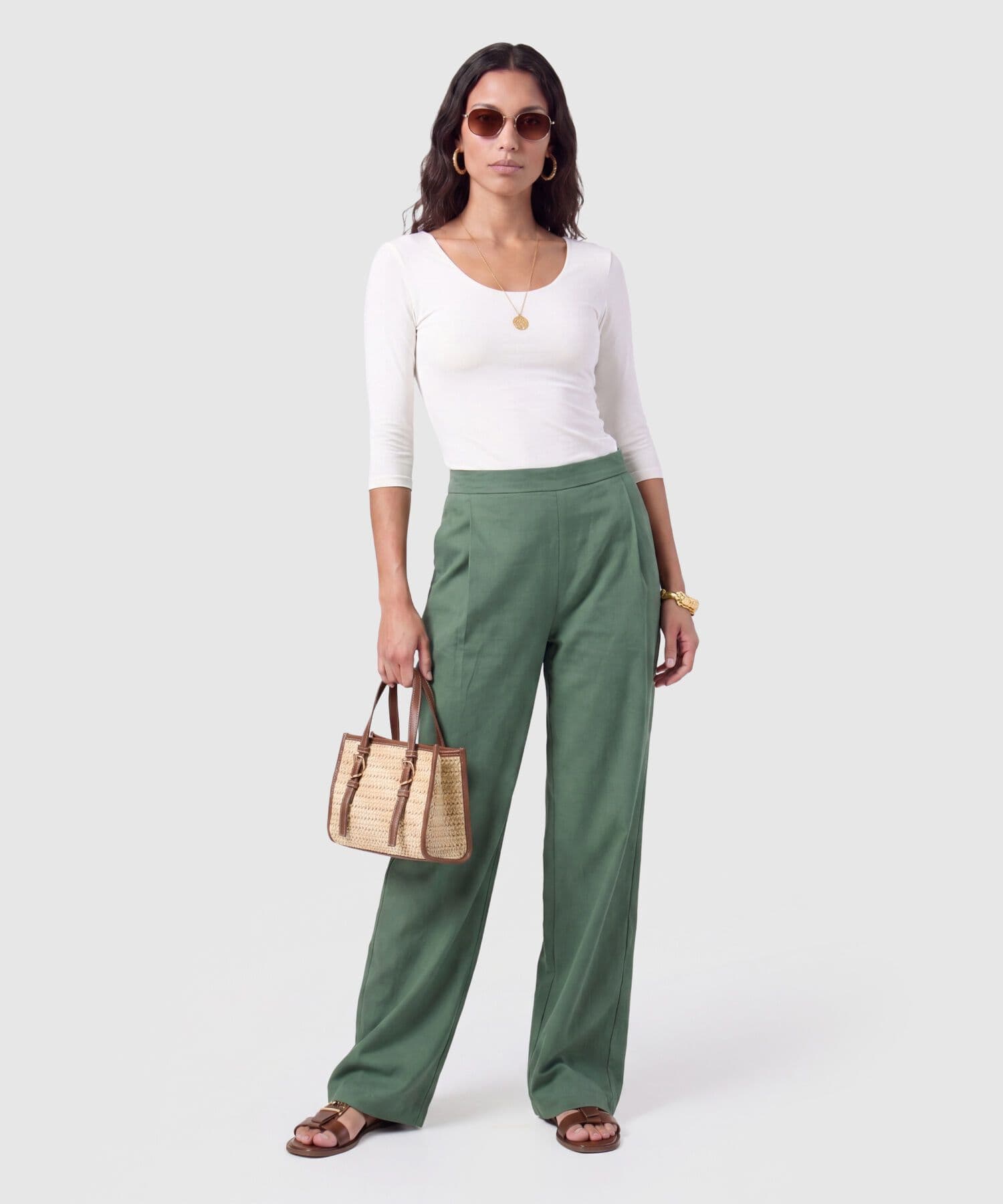 Pantalón Coral Edición Índigo verde oliva para mujer, vista 2