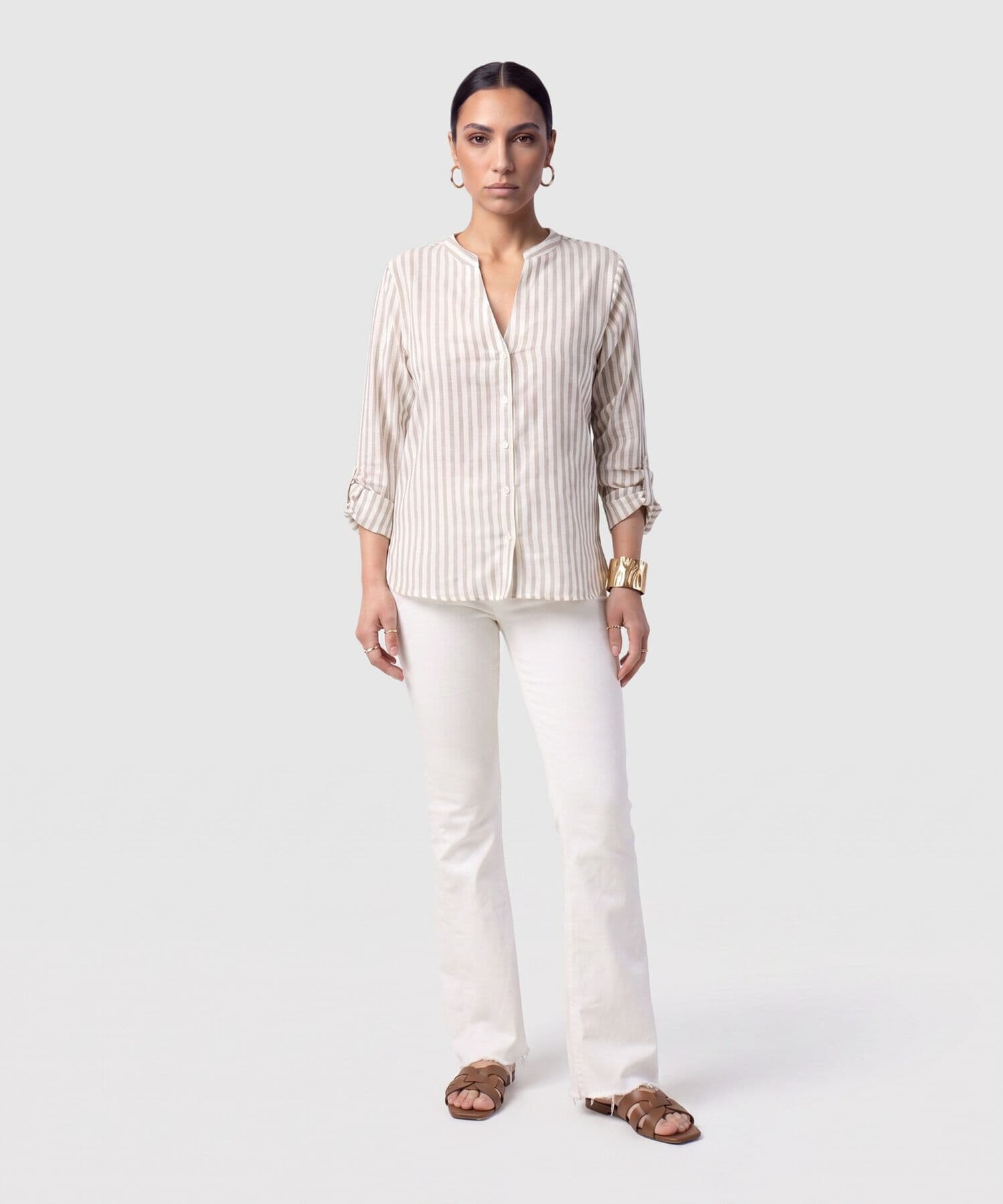 Blusa Marea Fluido café para mujer, vista 2