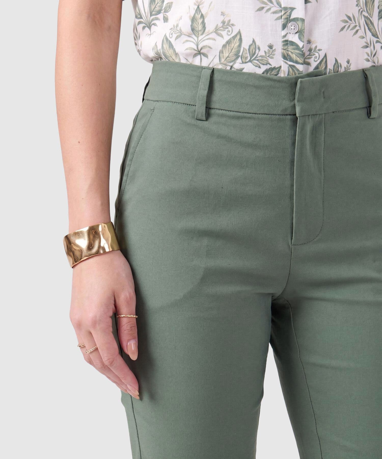 Pantalón Lumbre Fluido verde oliva para mujer, vista 3