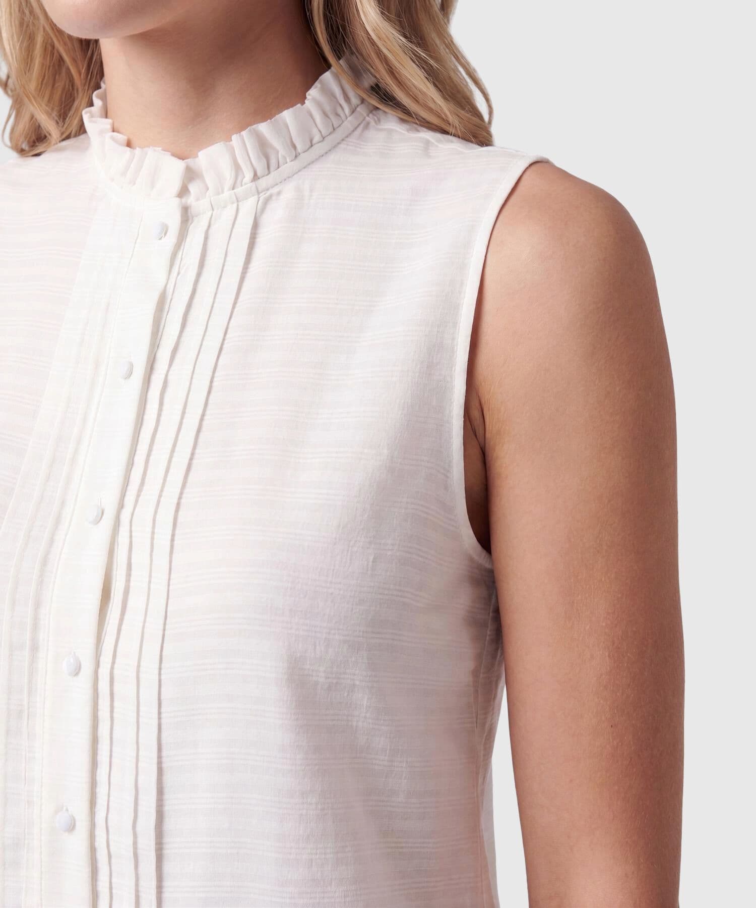 Blusa Litoral Contemporáneo blanco para mujer, vista 3