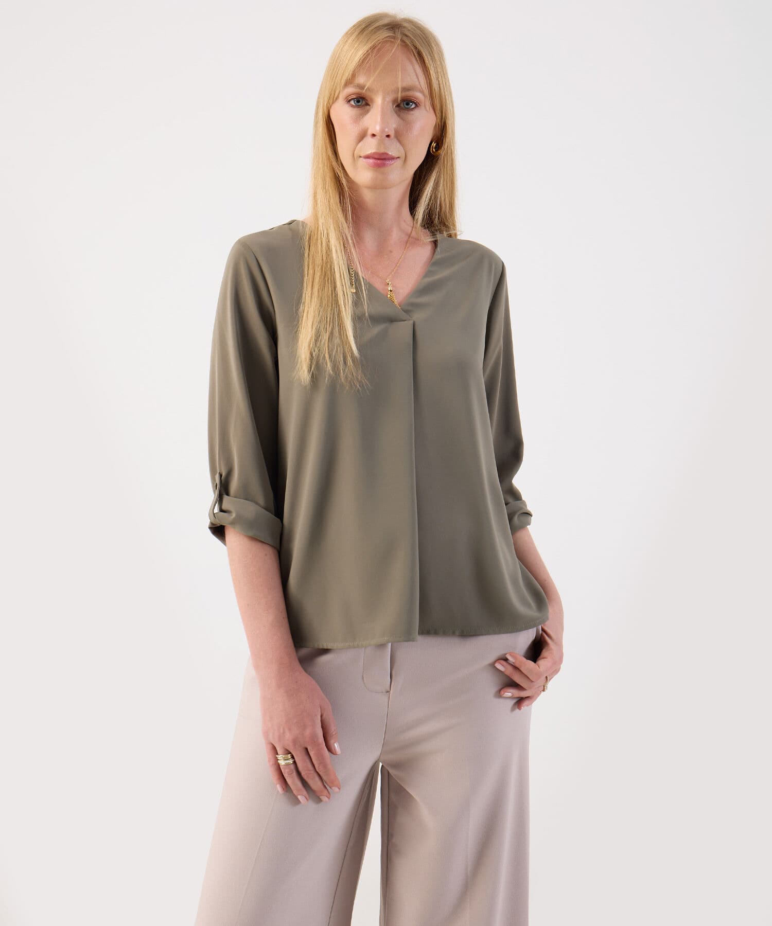 Blusa Dalia Natural verde oliva para mujer, vista principal