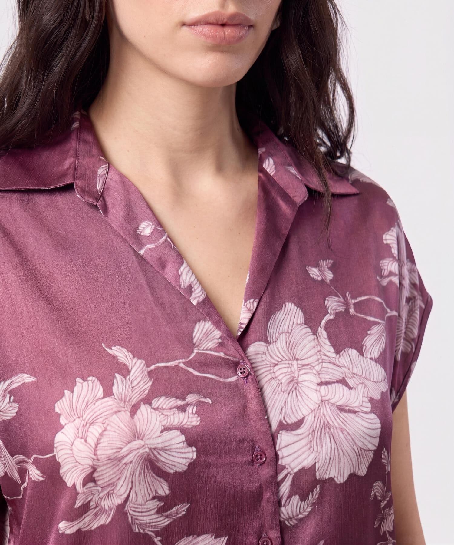 Camisa Jacaranda Fluido café para mujer, vista 3