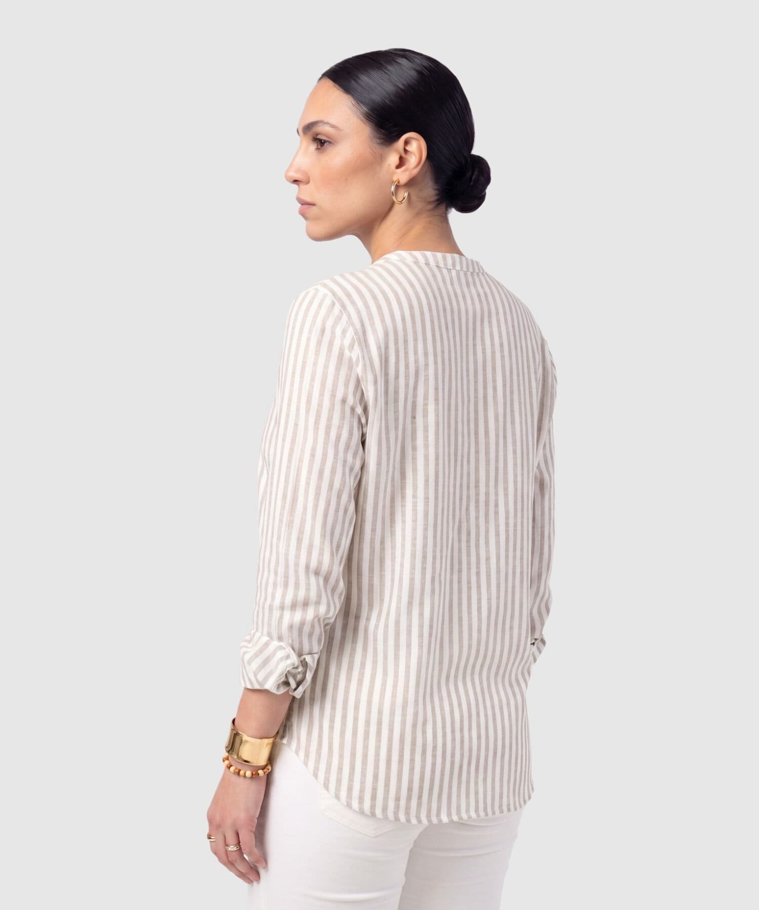 Blusa Marea Fluido café para mujer, vista 4