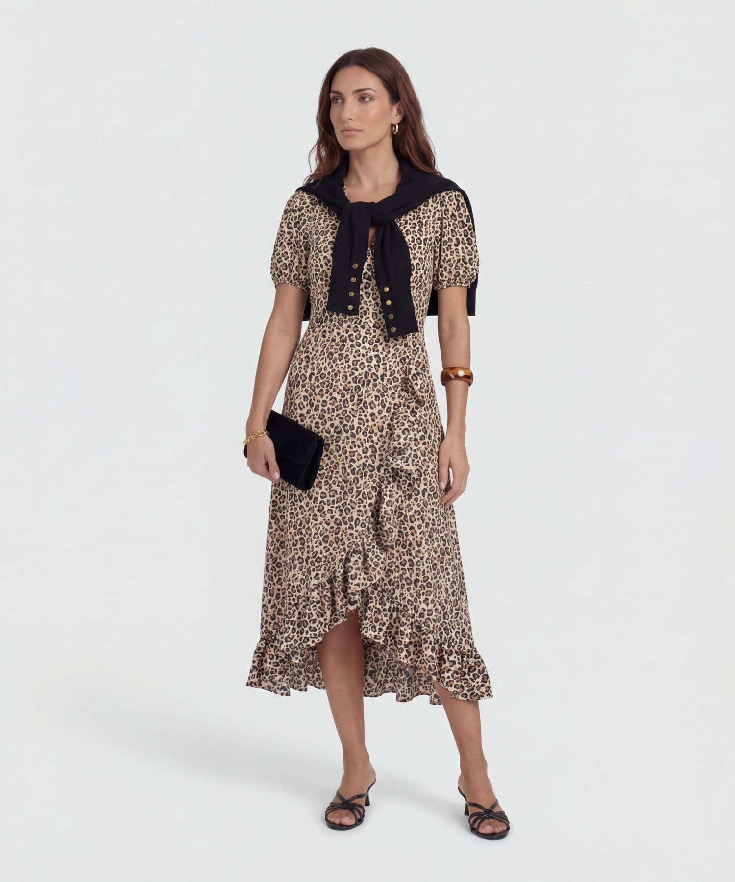 Vestido Andina Contemporáneo café para mujer, vista principal