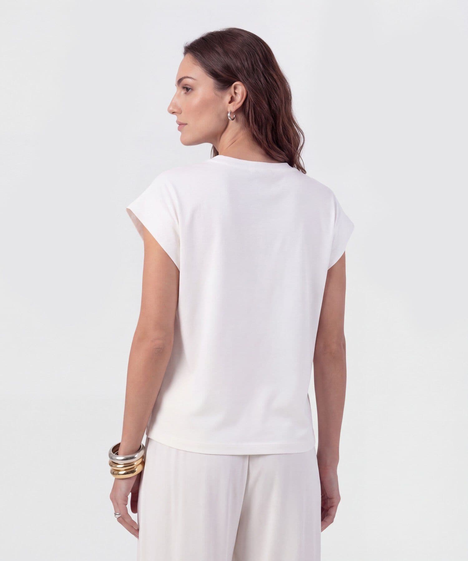 Camiseta Oliva Relajado blanco para mujer, vista 4