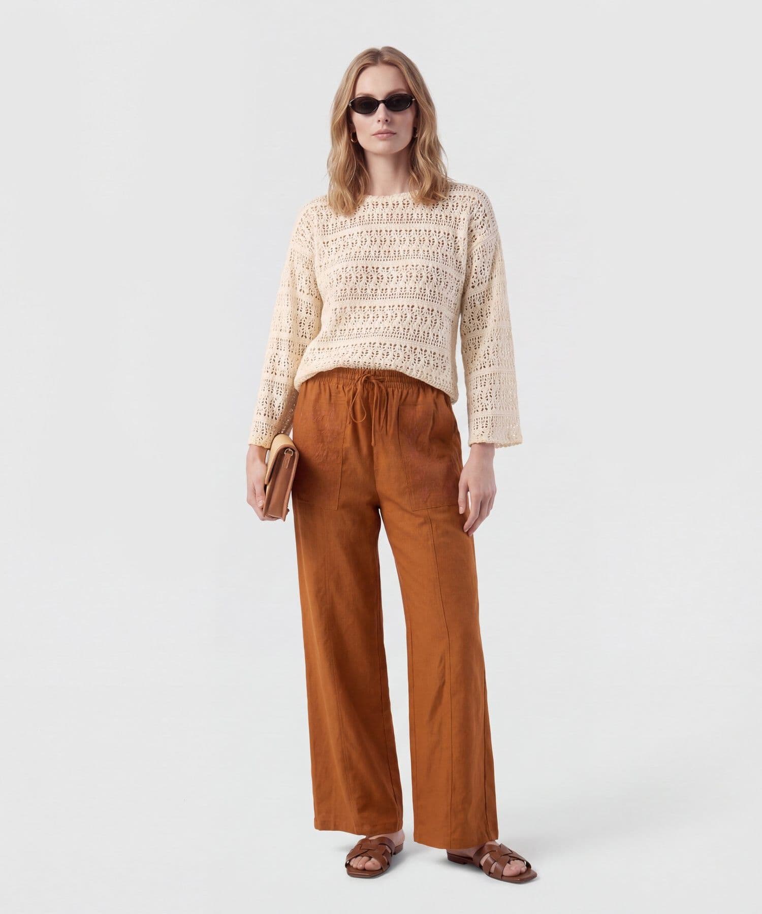 Pantalón Julieta Contemporáneo naranja para mujer, vista 2