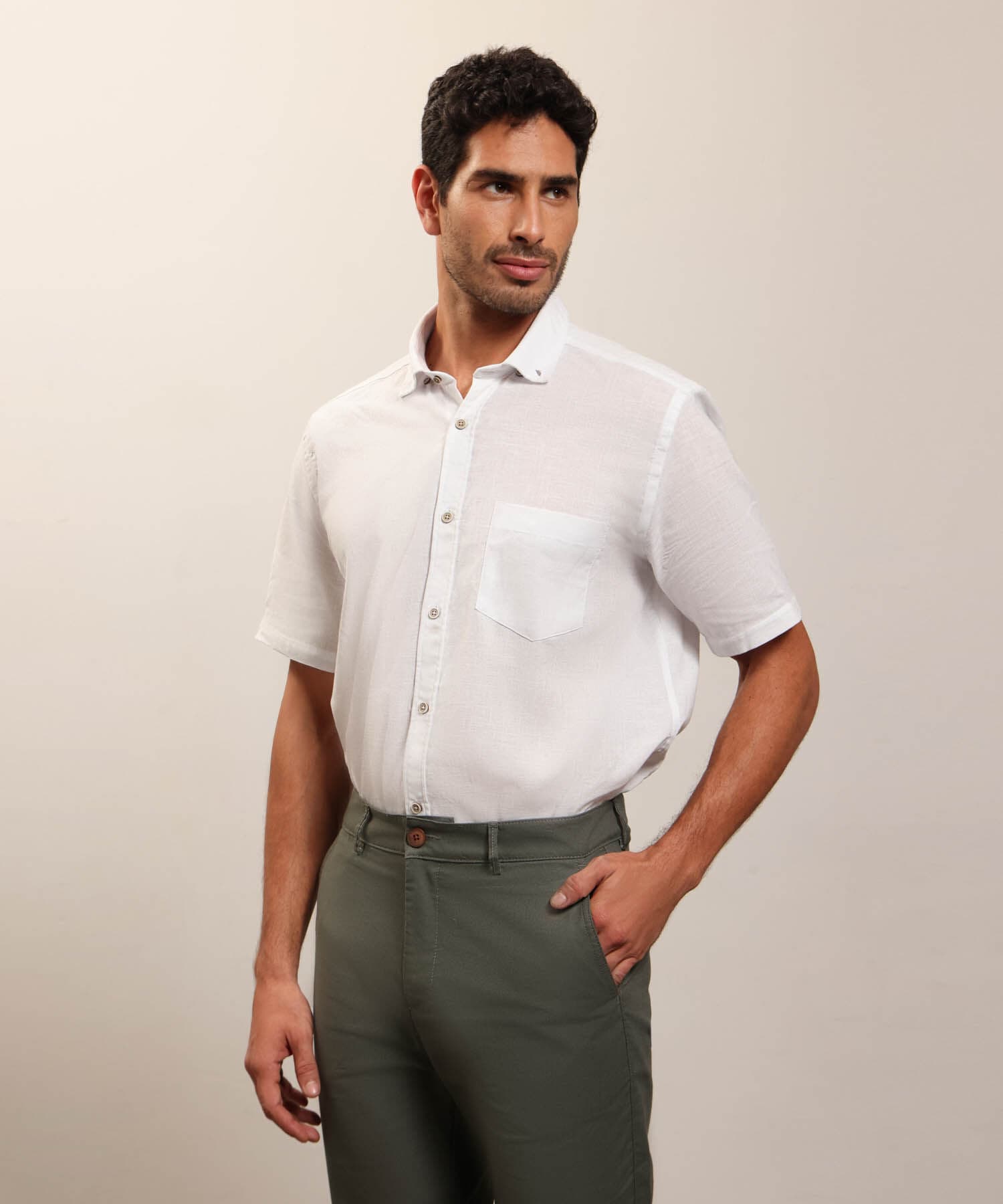 Camisa Andina Suave blanco para hombre, vista principal