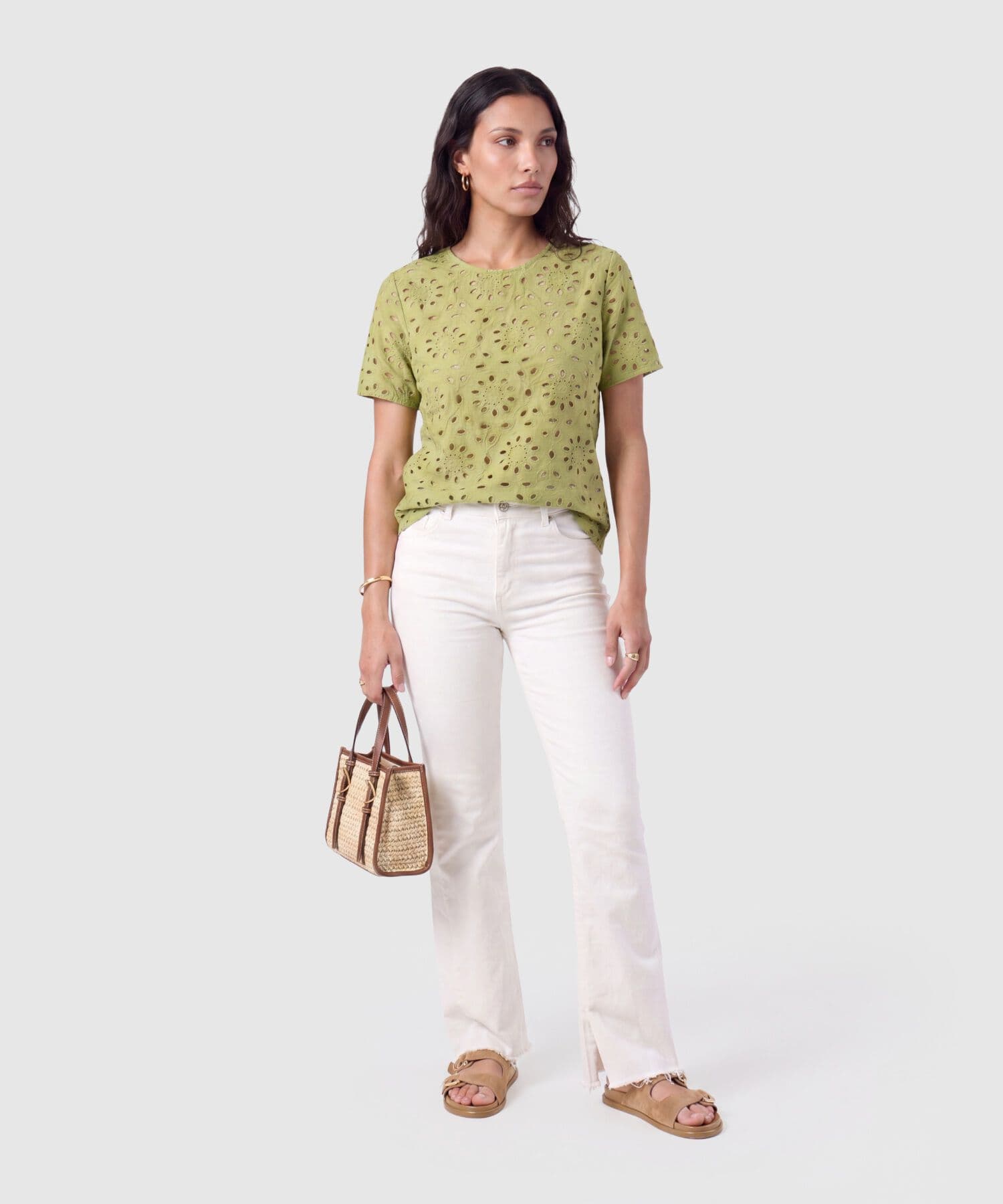Blusa Julieta Ligero verde oliva para mujer, vista 2