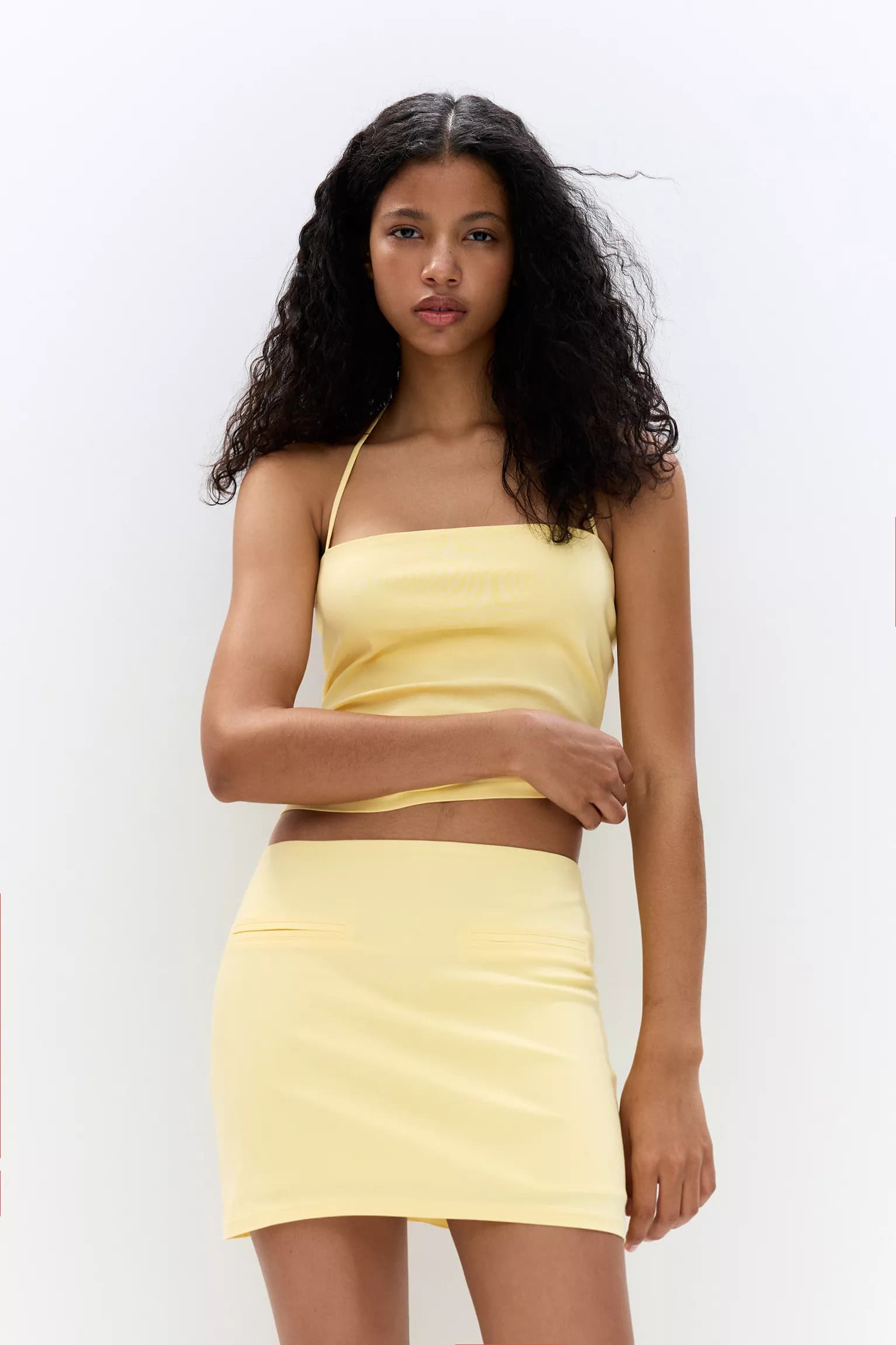 Falda Celeste Texturizado negro para mujer, vista principal